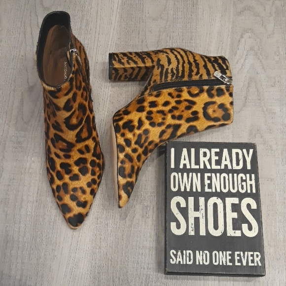 ANTONIO MELANI ANIMAL Print Fur Leather Sole Ankle High Heel Boots NEW 7 1/2 - Picture 5 of 8